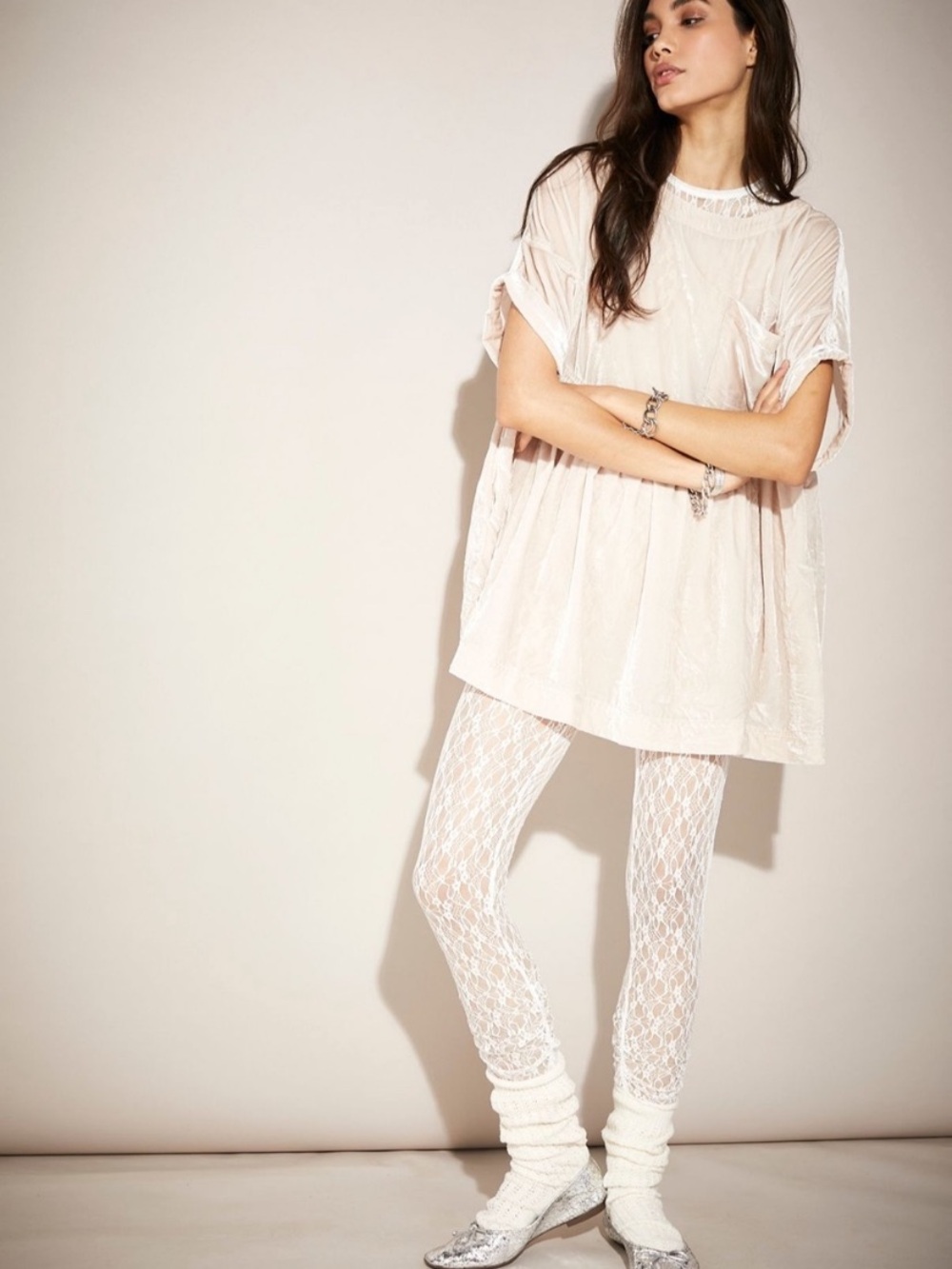 Free People Moon City Velvet Top XL Oversized